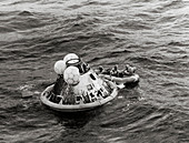 Apollo 11 spacecraft & crew after splashdown
