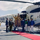 Crew of Apollo 17 on recovery ship