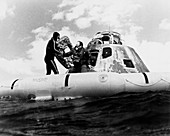 Edgar Mitchell emerging from the Apollo 14 capsule