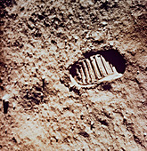 Apollo 11 footprint on Lunar soil