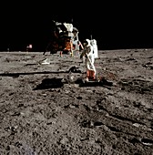 Apollo 11's Buzz Aldrin deploying EASEP experiment