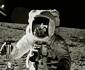 Apollo 12 astronaut on the moon