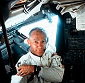 Apollo 11 astronaut Aldrin inside Lunar Module