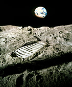 Mock-up of an astronaut's footprint on the moon