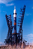 Soyuz on the lauchpad at the Baikonor complex