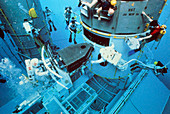 Astronauts underwater rehersal,HST repair mission