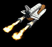 Space shuttle launch,computer artwork