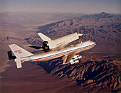 Enterprise rides on back of a jumbo jet