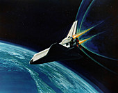 Art of Space Shuttle re-entry to Earth