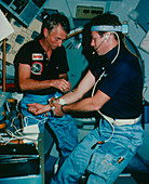 Medical tests onboard shuttle STS-9