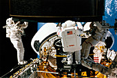 Satellite capture from Shuttle Endeavour STS-49