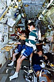Scene inside the Life and Microgravity Spacelab