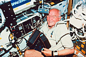 John H. Glenn,Jr.,on board Discovery