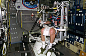 Astronaut in Neurolab off-axis rotator
