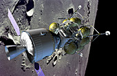 Manned spacecraft in lunar orbit
