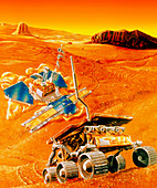 Artwork depicting MFEX rover on Mars