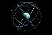 Artwork of Global Positioning Satellite orbits