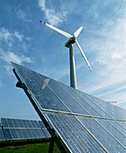 Solar panels & wind turbine,Fehmarn sewage works