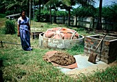 Small-scale biogas digestor under evaluation