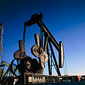 View of a jack pump at an oil well