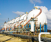 Oil refinery storage tanks