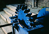 Pelton wheel,used to power a water-driven turbine