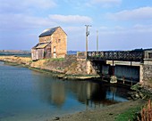 Sluice gates and tide pool of a tidal mill