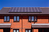 Solar panels on the roof of terraced houses