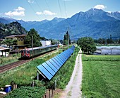 Solar power plant next to railway line