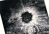 Aerial view of first atom bomb test site