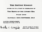 Invitation to British Mission party at Los Alamos