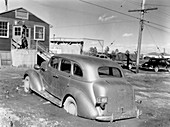 Car stuck in mud,Los Alamos laboratory,1940s