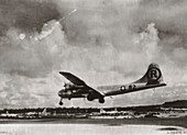 'Enola Gay' landing after first atom bomb mission