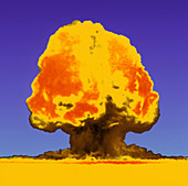 Coloured image of the first atomic bomb explosion