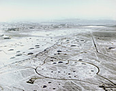 Aerial view of the Nevada atomic bomb test site