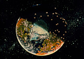 Artwork of Earth during a nuclear war