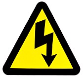 High voltage overhead electricity wires warning