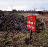 Asbestos danger warning sign