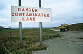 Contaminated land warning sign