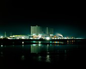 Night view of Oldury nuclear power station