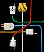 Electrical plugs from various European countries