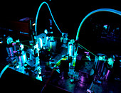 Experimental femtosecond dye laser system