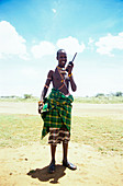 Samburu man with radio,Kenya