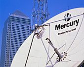 Communications dish,with Canary Wharf in b/ground