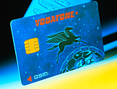 Close-up of a vodafone smart card