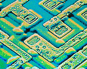 False col SEM of surface of integrated circuit