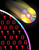 Computer art of compact disks and binary digits