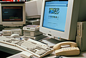 Computers and peripherals on an office desk
