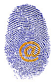 Artwork of e-mail address '@' sign & a fingerprint