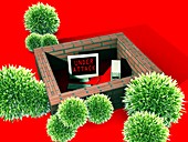 Computer virus attack,computer artwork